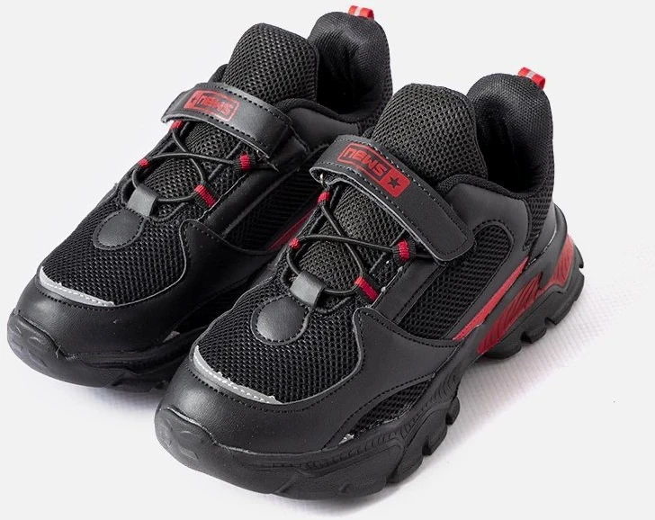 Juodai raudonisportbačiai su velcro užtrauktukais