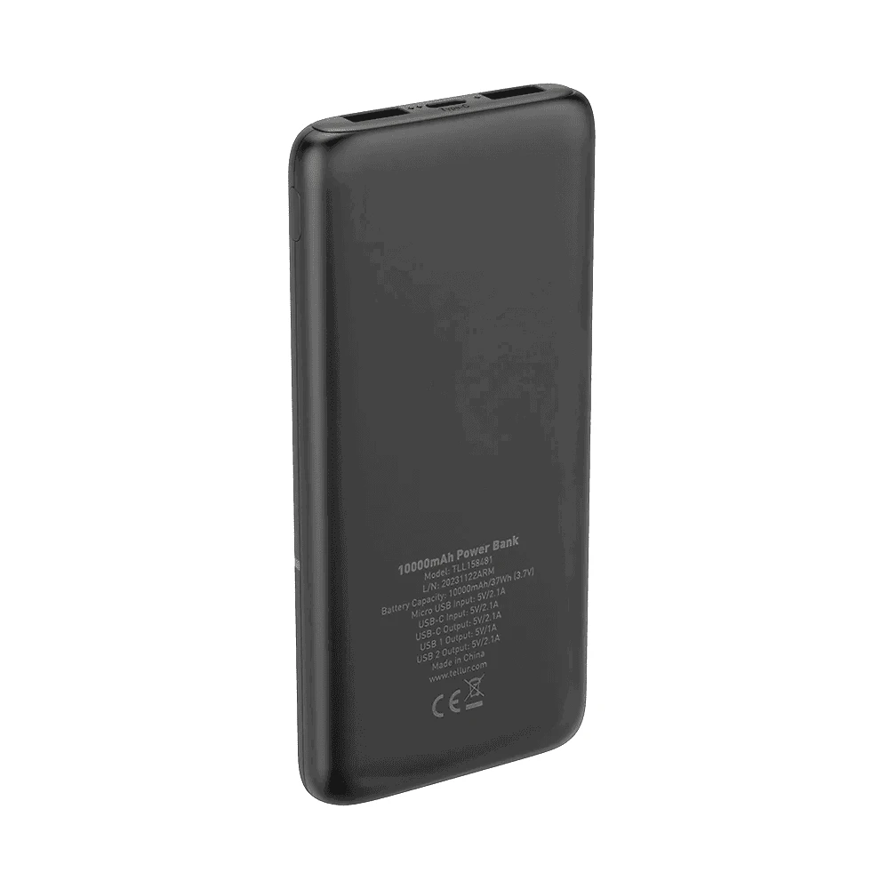 Tellur Juodas 10000 mAh išorinis akumuliatorius