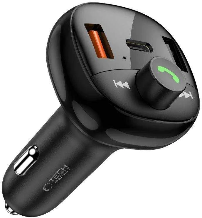 Tech-Protect CC06 3 prievadų PD72W automobilinis įkroviklis su siųstuvu - juodas