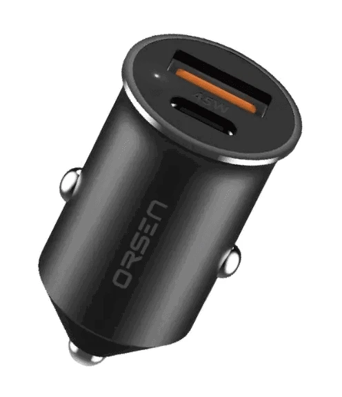 Akumuliatorius Juodas 45W mini automobilinis įkroviklis Orsen C8