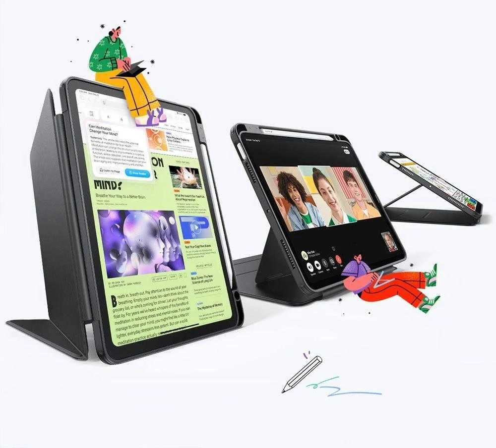 ESR atverčiamas hibridinis dėklas, skirtas iPad 10.9" (2020/2022) / 11" (2024/2025/2026) - Juodas