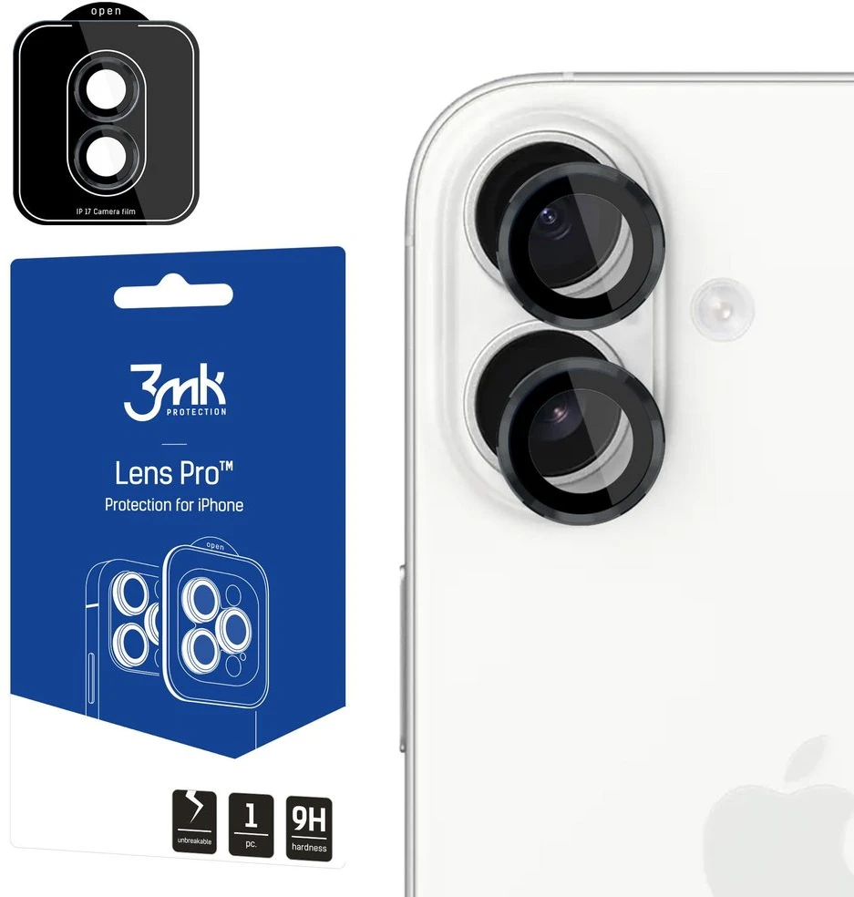 3Mk apsauga 3mk objektyvo apsaugos „Pro“ kameros stiklas iPhone 17 - Juodas