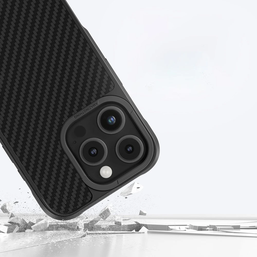 Nezatříděno „AmazingThing Titan Max“ dėklas su 1500D aramidiniu pluoštu, skirtas „iPhone 16 Pro Max“ – Juodas