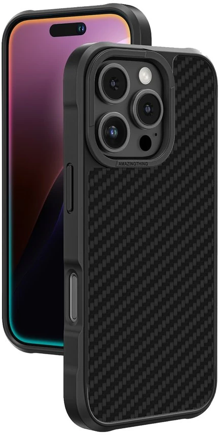 Nezatříděno „AmazingThing Titan Max“ dėklas su 1500D aramidiniu pluoštu, skirtas „iPhone 16 Pro Max“ – Juodas