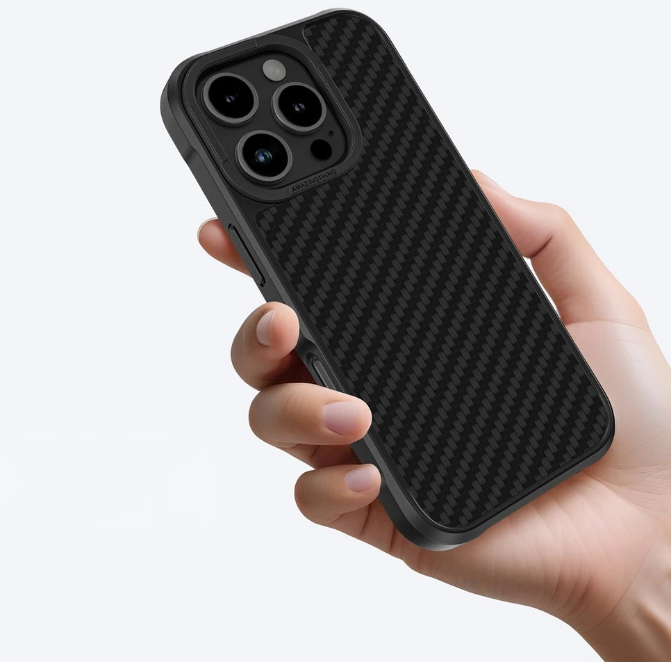 Nezatříděno „AmazingThing Titan Max“ dėklas su 1500D aramidiniu pluoštu, skirtas „iPhone 16 Pro Max“ – Juodas