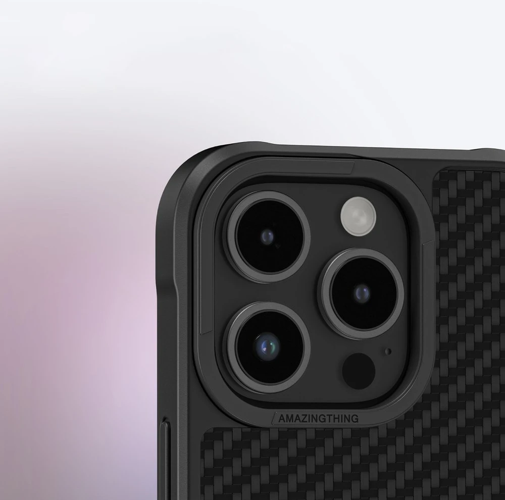 Nezatříděno „AmazingThing Titan Max“ dėklas su 1500D aramidiniu pluoštu, skirtas „iPhone 16 Pro Max“ – Juodas