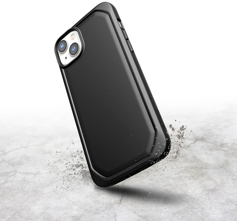 Juodas biologiškai skaidus dėklas iPhone 14 Plus, X-Doria Raptic Slim