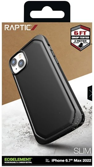 Juodas biologiškai skaidus dėklas iPhone 14 Plus, X-Doria Raptic Slim