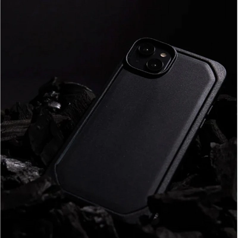 Juodas biologiškai skaidus dėklas iPhone 14 Plus, X-Doria Raptic Slim