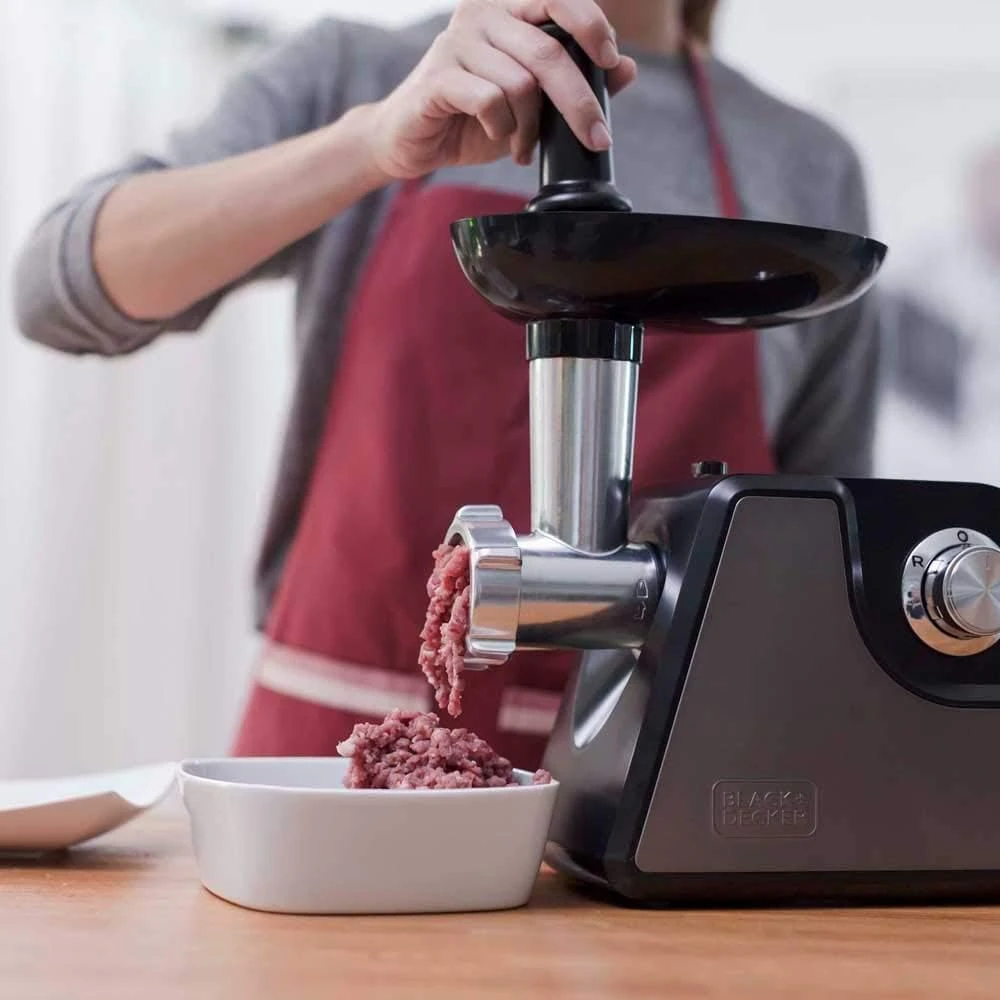 Mėsmalė Black & Decker Juodas & Decker skustuvas mėsai malti Juodas+DECKER BXMMA1000E ES9150020B (1000W, pilka spalva)