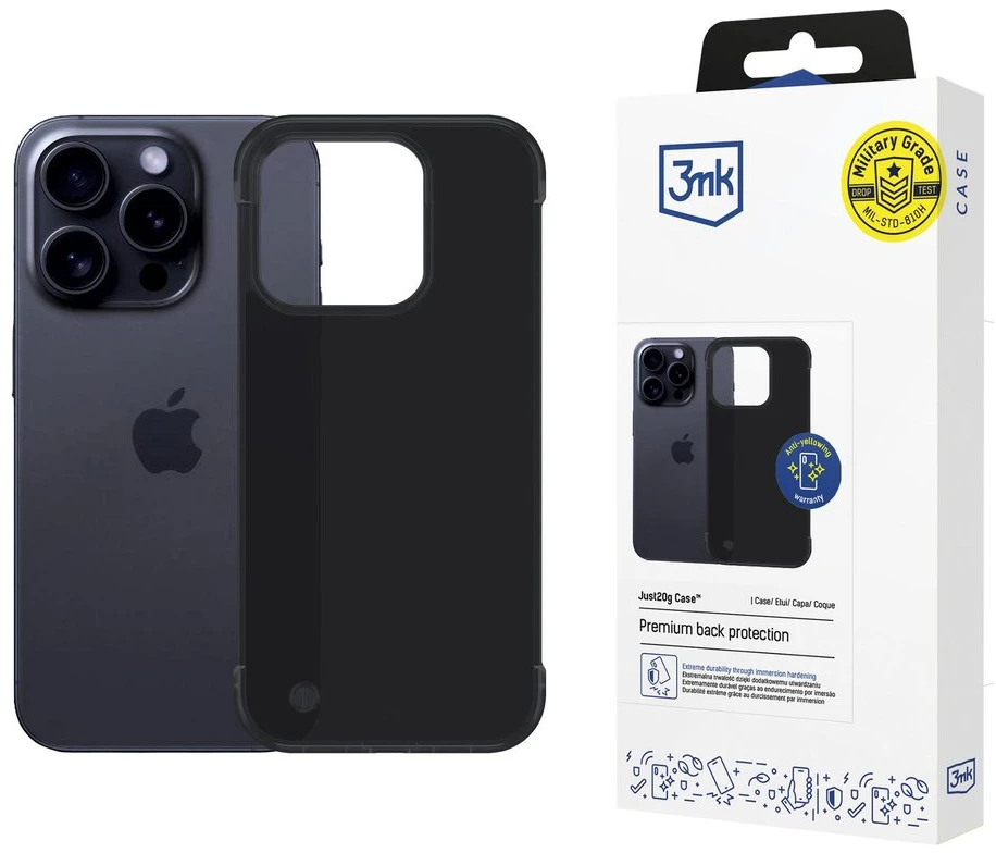 3Mk Protection 3mk Just20g matinis dėklas, skirtas iPhone 16 Pro – matinės juodos spalvos