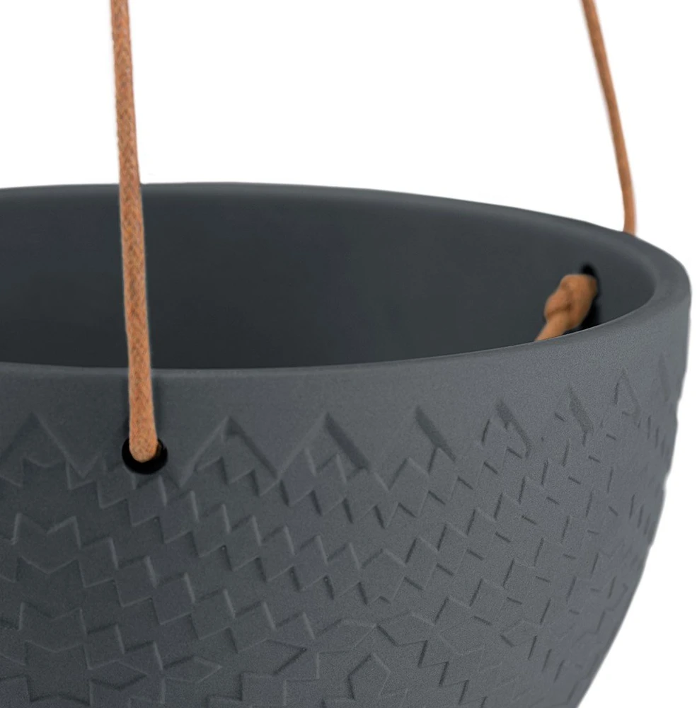 AmeliaHome Juodas gėlių vazonas Lokai 15,4×10 cm
