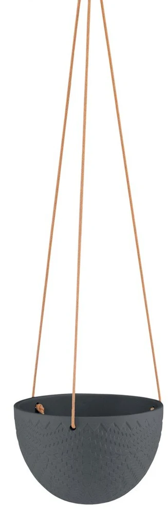 AmeliaHome Juodas gėlių vazonas Lokai 15,4×10 cm