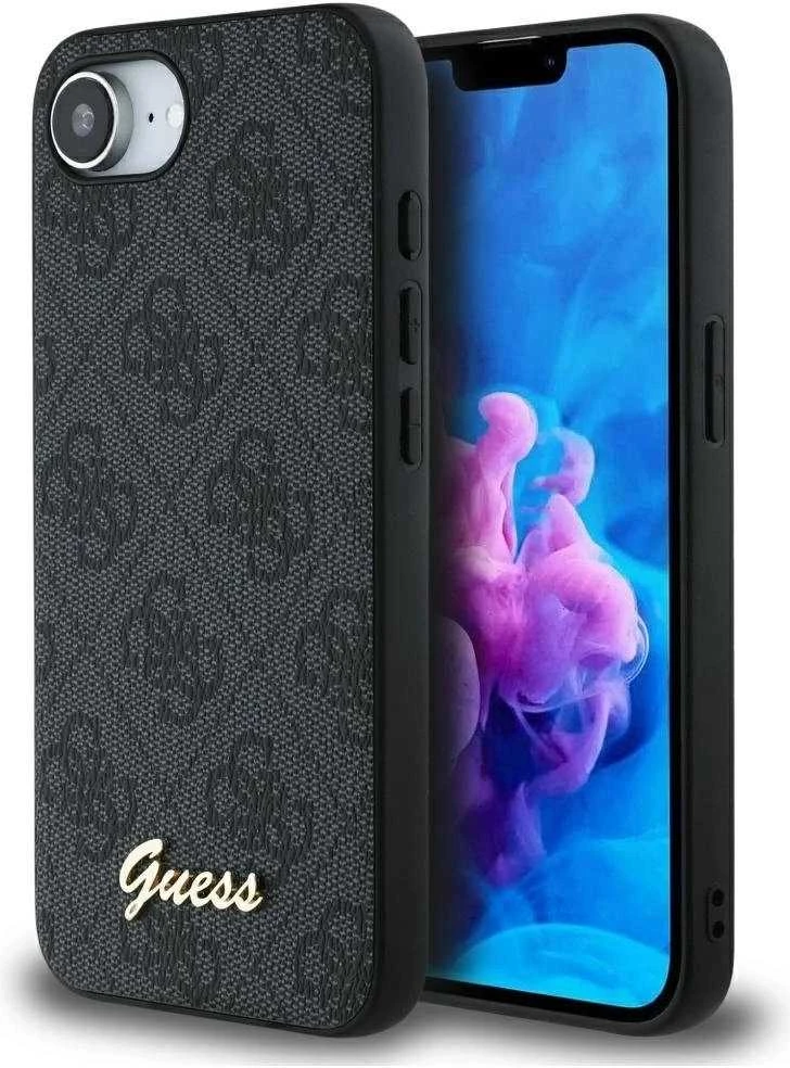 Guess 4G Script Logo MagSafe dėklas iPhone 16e - juodas
