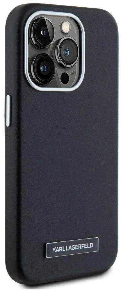 Dėklas Karl Lagerfeld FW Metal Plate MagSafe Apple iPhone 15 Pro juodos spalvos