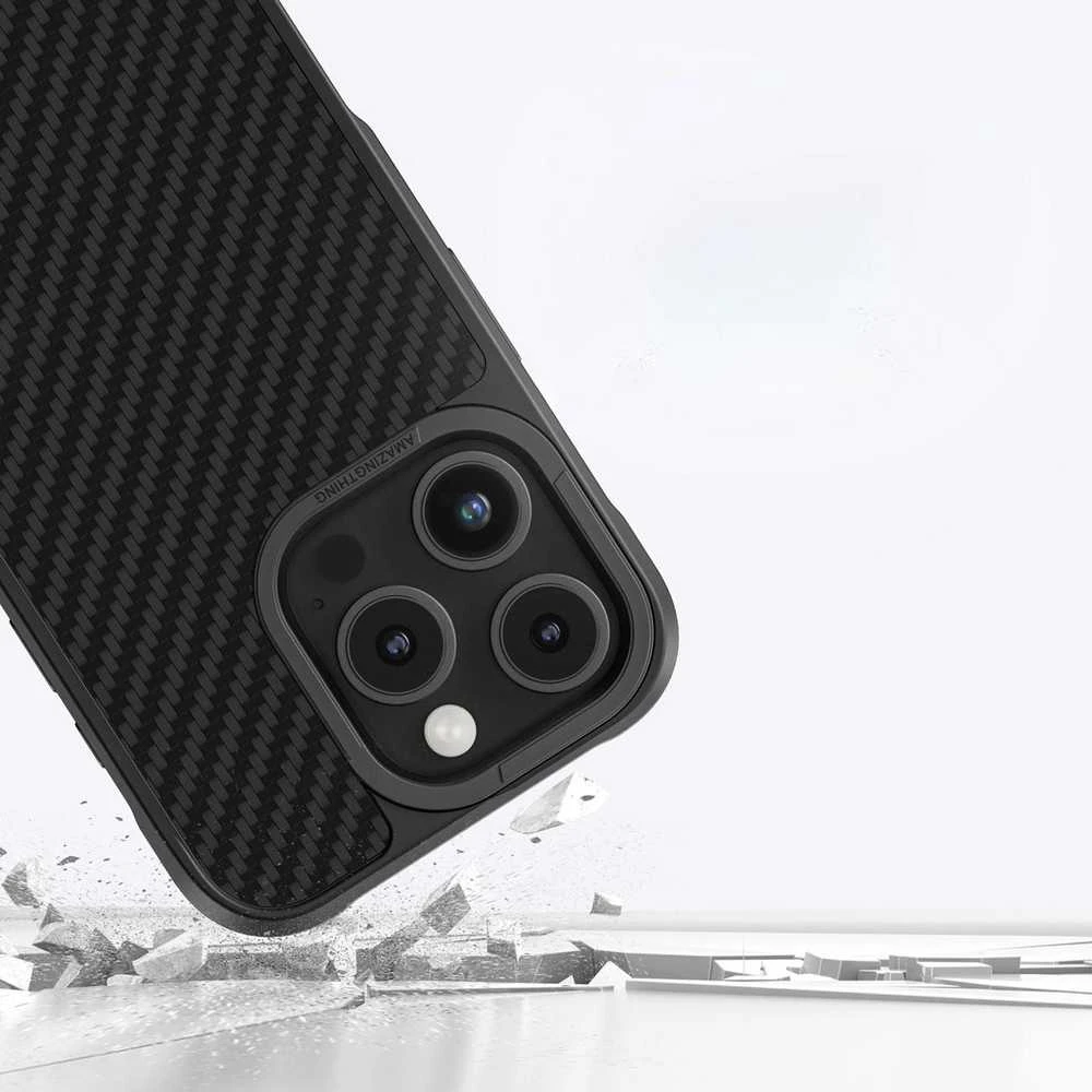 „AmazingThing Titan Max“ dėklas su 1500D aramidiniu pluoštu, skirtas „iPhone 16 Pro“ - Juodas