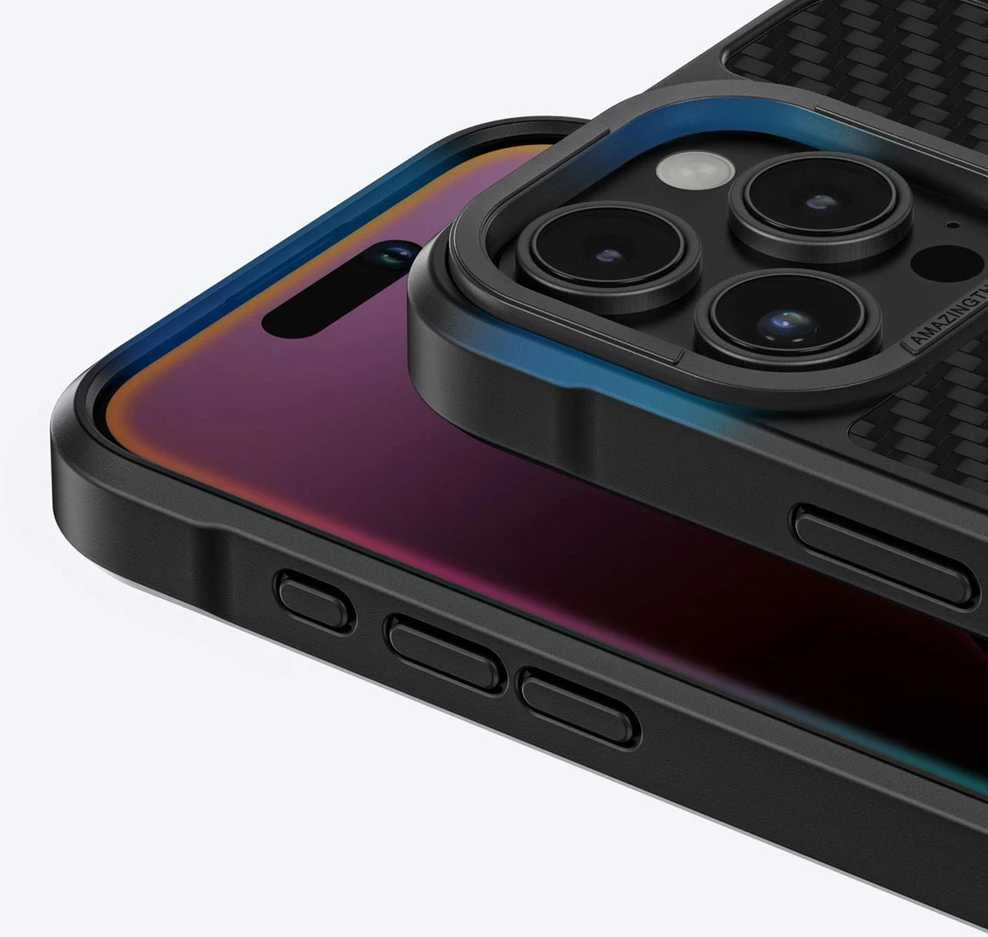 „AmazingThing Titan Max“ dėklas su 1500D aramidiniu pluoštu, skirtas „iPhone 16 Pro“ - Juodas