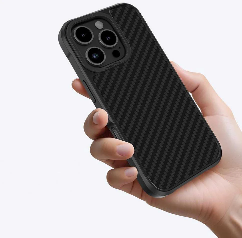 „AmazingThing Titan Max“ dėklas su 1500D aramidiniu pluoštu, skirtas „iPhone 16 Pro“ - Juodas