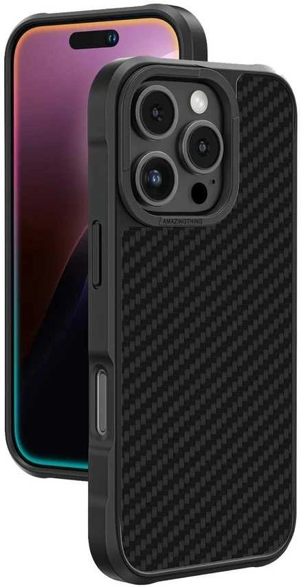 „AmazingThing Titan Max“ dėklas su 1500D aramidiniu pluoštu, skirtas „iPhone 16 Pro“ - Juodas