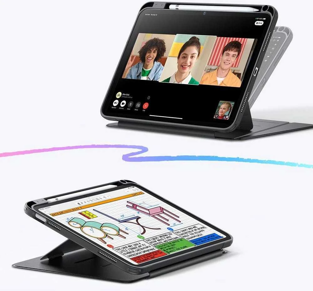 ESR atverčiamas hibridinis dėklas, skirtas iPad 10.9" 2022 (10 kartos) / 11" 2025 (11 kartos) - Juodas