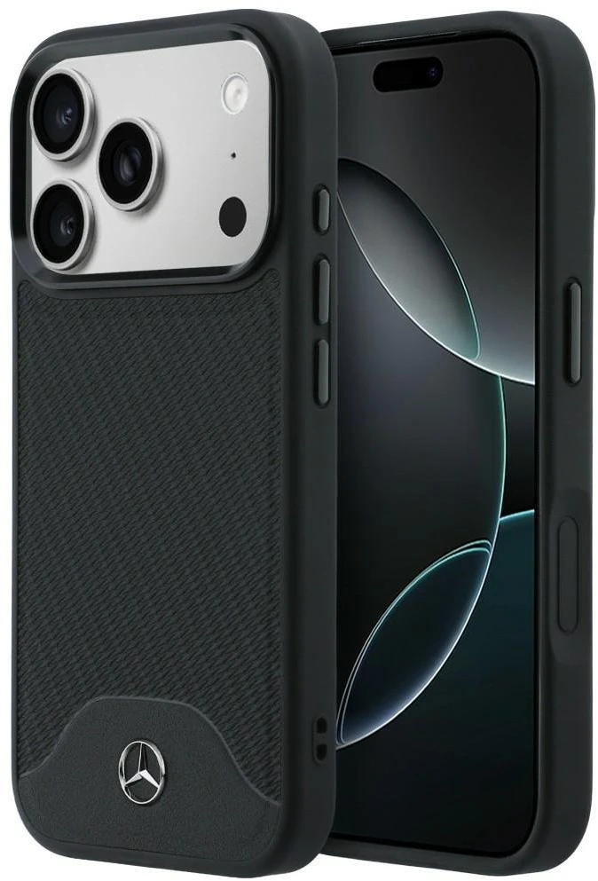 Juodas Mercedes-Benz dėklas iPhone 17 Pro telefonui su MagSafe