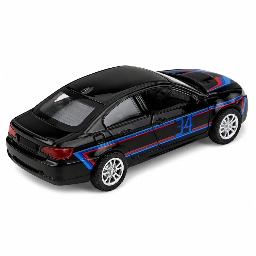 Lean Toys Žaislinis sportinis automobilis su inercine pavara ir atidaromomis durimis, juodas, 1:32