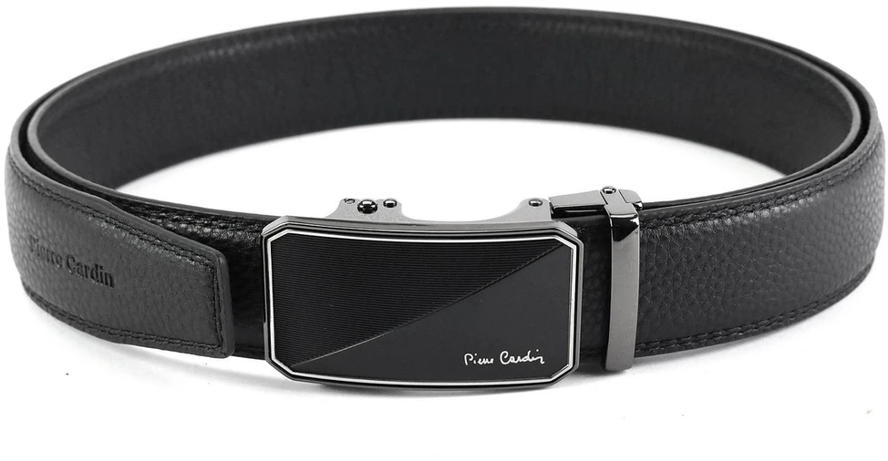Juodas odinis vyriškas diržas Pierre Cardin 658 HY09 su automatine sagtimi