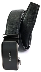 Juodas odinis vyriškas diržas Pierre Cardin 651 HY09 su automatinėmis sagtimis