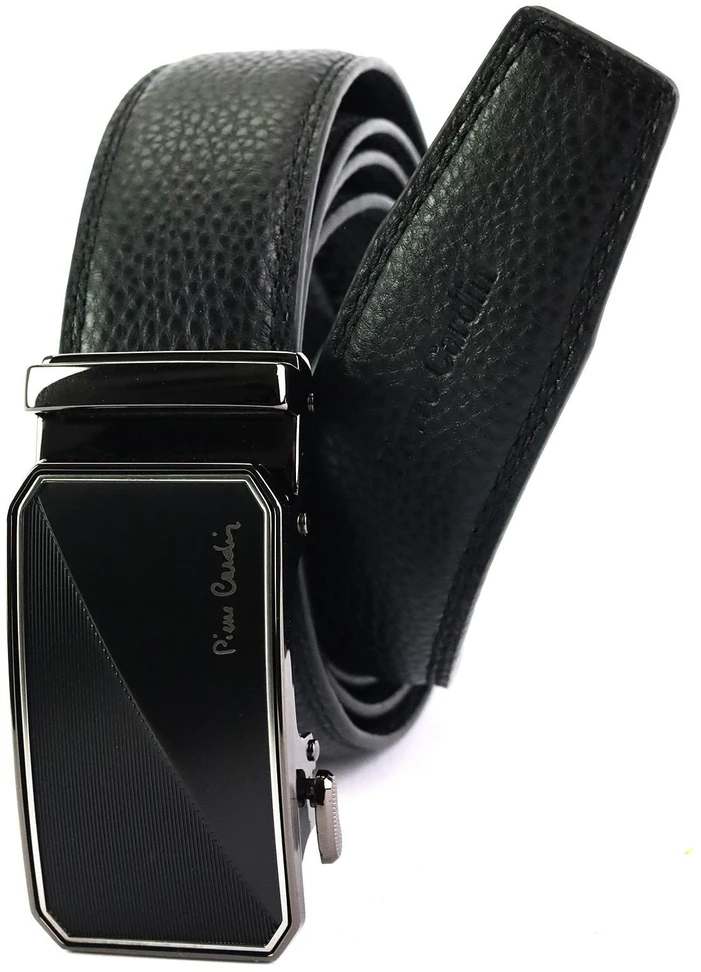 Juodas odinis vyriškas diržas Pierre Cardin 658 HY09 su automatine sagtimi