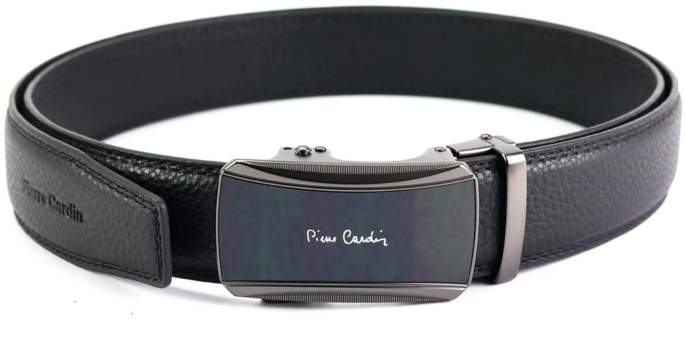Juodas odinis vyriškas diržas Pierre Cardin 660 HY09 su automatine sagtimi