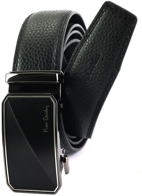 Juodas odinis vyriškas diržas Pierre Cardin 658 HY09 su automatine sagtimi