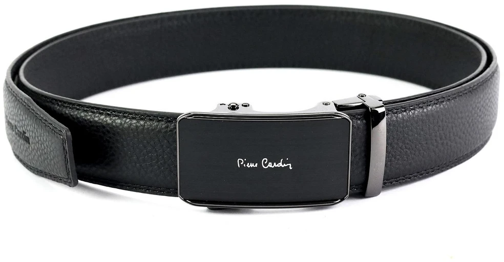 Juodas odinis vyriškas diržas Pierre Cardin 651 HY09 su automatinėmis sagtimis