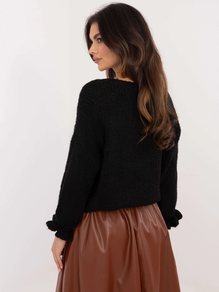 Juodas oversize megztinis