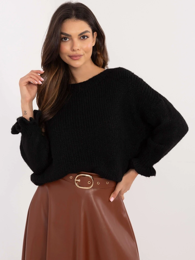 Juodas oversize megztinis