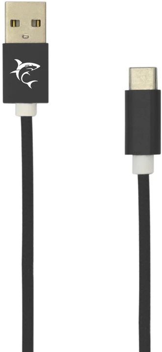 White Shark Juodas pintas USB-A į USB-C laidas, 2 m