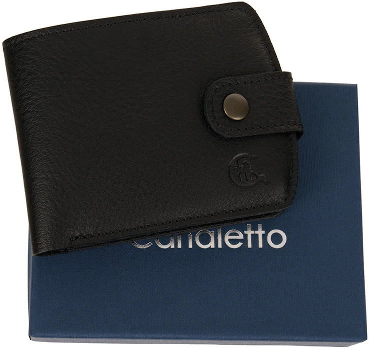 Juodas Portfel Męski Canaletto Slim – skóra naturalna, 10 kart PM2455As246