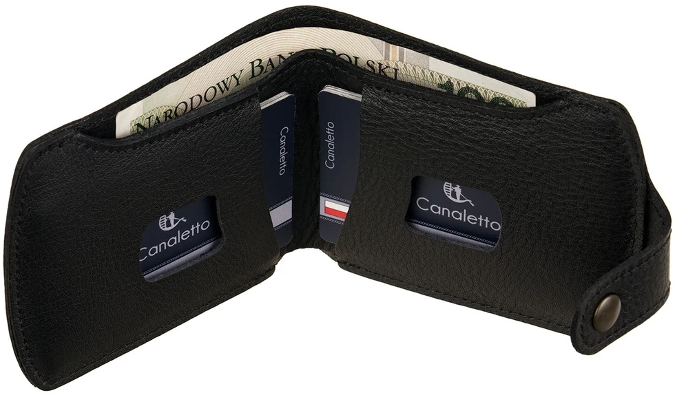 Juodas Portfel Męski Canaletto Slim – skóra naturalna, 10 kart PM2455As246