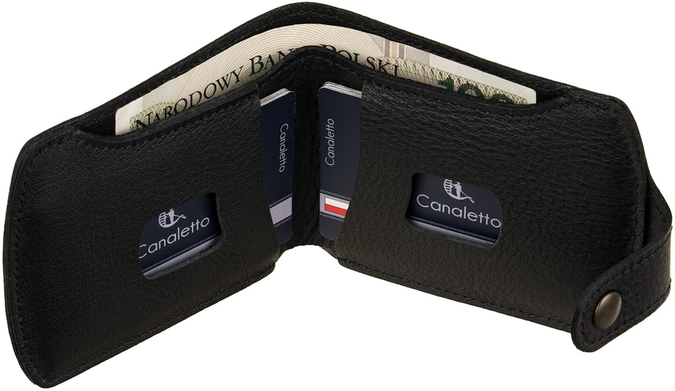 Juodas Portfel Męski Canaletto Slim – skóra naturalna, 10 kart PM2455As246