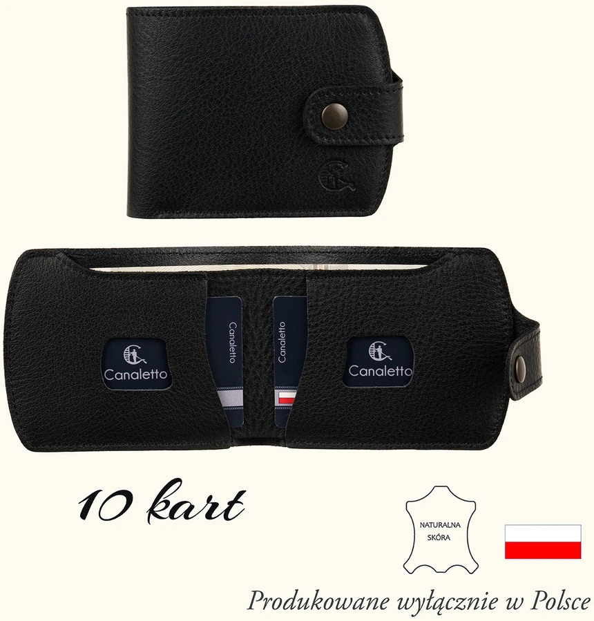 Juodas Portfel Męski Canaletto Slim – skóra naturalna, 10 kart PM2455As246