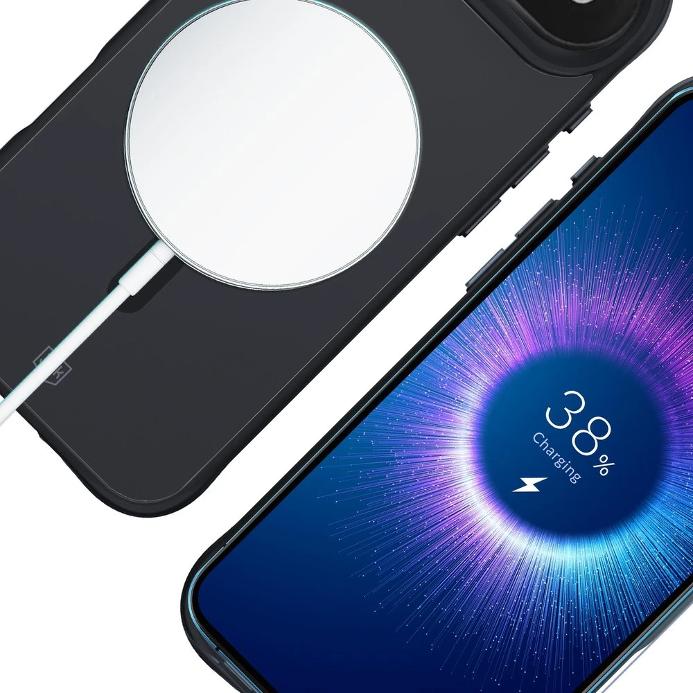 Dėklas „3Mk“ apsauginis 3 mk dūminis „MagCase“, skirtas „iPhone 17 Air“ – juodas pusiau permatomas