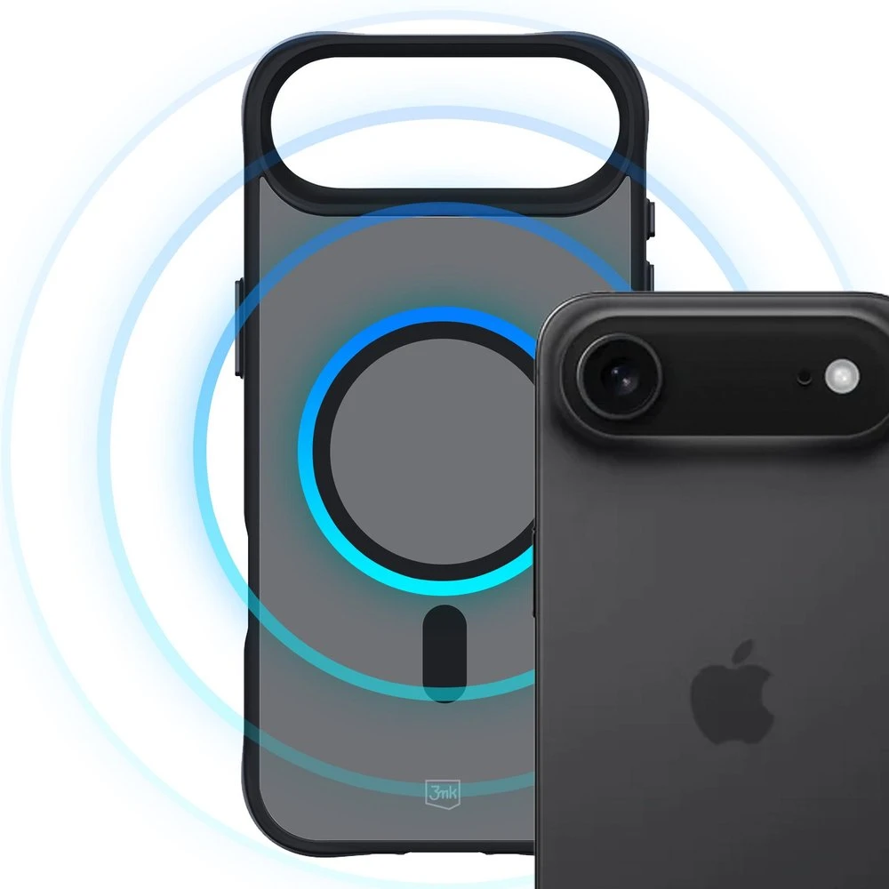 Dėklas „3Mk“ apsauginis 3 mk dūminis „MagCase“, skirtas „iPhone 17 Air“ – juodas pusiau permatomas
