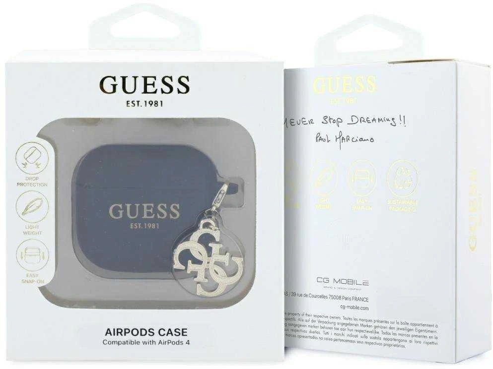 Guess GUA4LECG4K AirPods 4 dėklas juodos spalvos Silicone 4G Charm