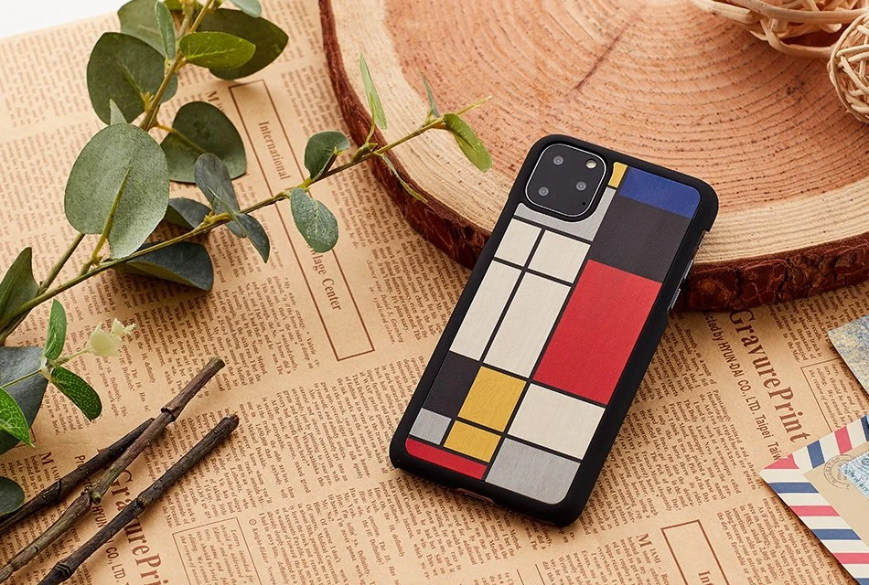 MAN&WOOD SmartPhone dėklas Apple iPhone 11 Pro mondrian wood juodos spalvos