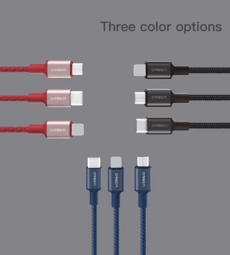 Orsen Juodas USB-A į MicroUSB laidas 2,1 A, 1 m