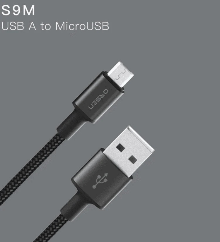 Orsen Juodas USB-A į MicroUSB laidas 2,1 A, 1 m
