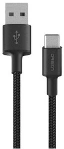 Orsen Juodas USB-A į USB-C laidas, 1 m, 2,1 A