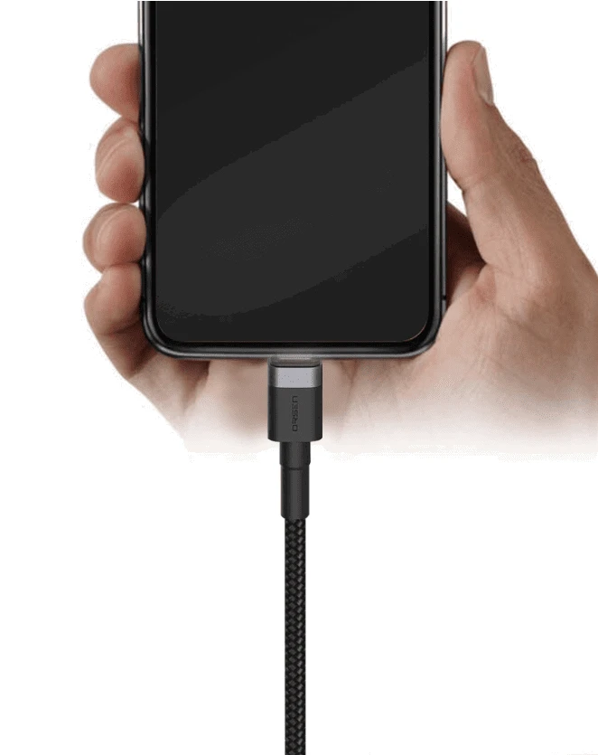 Juodas USB-C į Lightning laidas 3A, 1 m