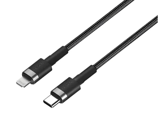 Juodas USB-C į Lightning laidas 3A, 1 m