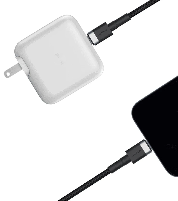 Juodas USB-C į Lightning laidas 3A, 1 m