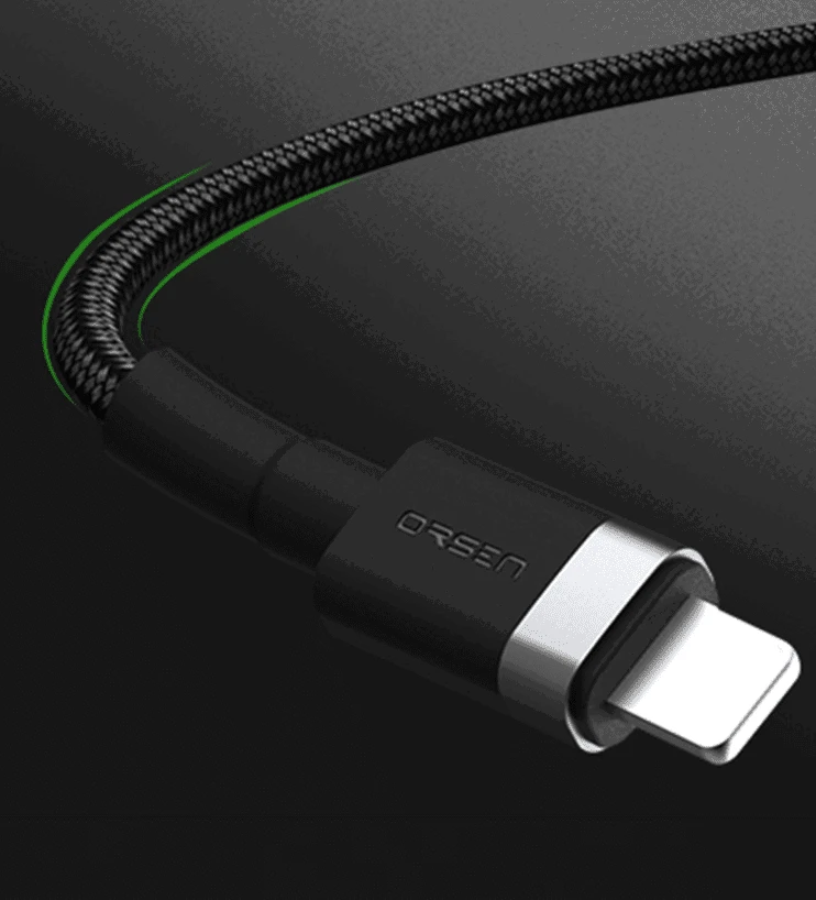 Juodas USB-C į Lightning laidas 3A, 1 m